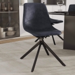 Picture of Leather Swival Dining Chair With Metal Legs