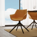 Picture of Leather 360-Degree Swivel Armchair With Metal Legs