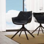 Picture of Leather 360-Degree Swivel Armchair With Metal Legs