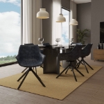 Picture of Leather 360-Degree Swivel Armchair With Metal Legs