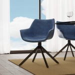 Picture of Leather 360-Degree Swivel Armchair With Metal Legs