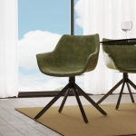 Picture of Leather 360-Degree Swivel Armchair With Metal Legs