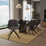 Picture of Leather 360-Degree Swivel Armchair With Metal Legs