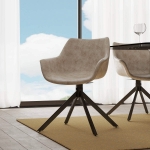 Picture of Leather 360-Degree Swivel Armchair With Metal Legs