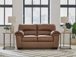Picture of Caramel  Faux leather Loveseat