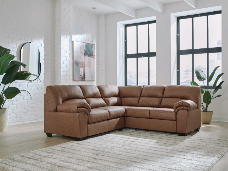 Picture of Caramel Leather 2-Piece Right/Left Arm Facing Sectional