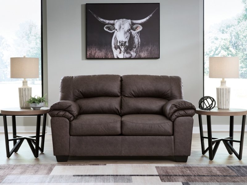 Picture of Brown Faux leather Loveseat