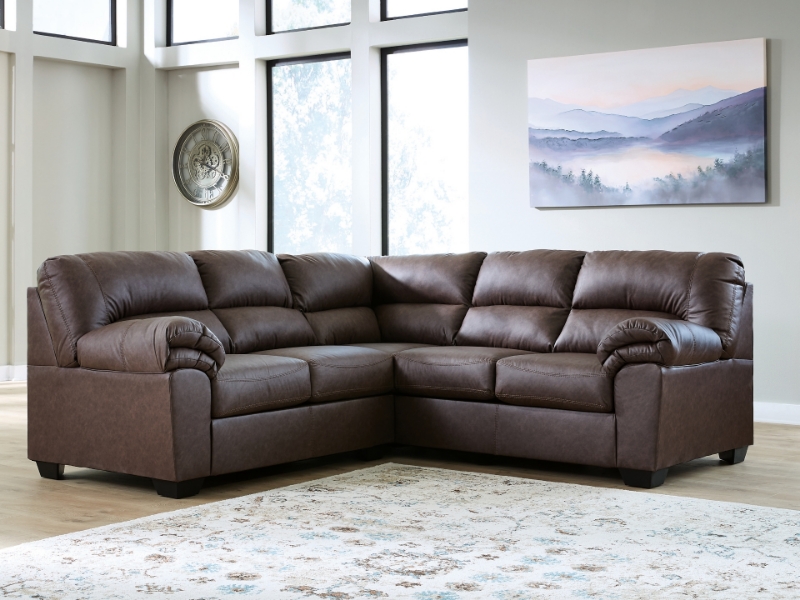 Picture of Brown Leather 2-Piece Right/Left Arm Facing Sectional