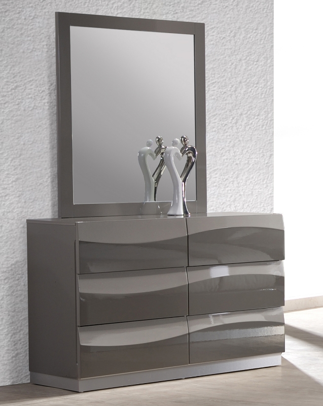 Picture of Gloss Grey Dresser and Mirror