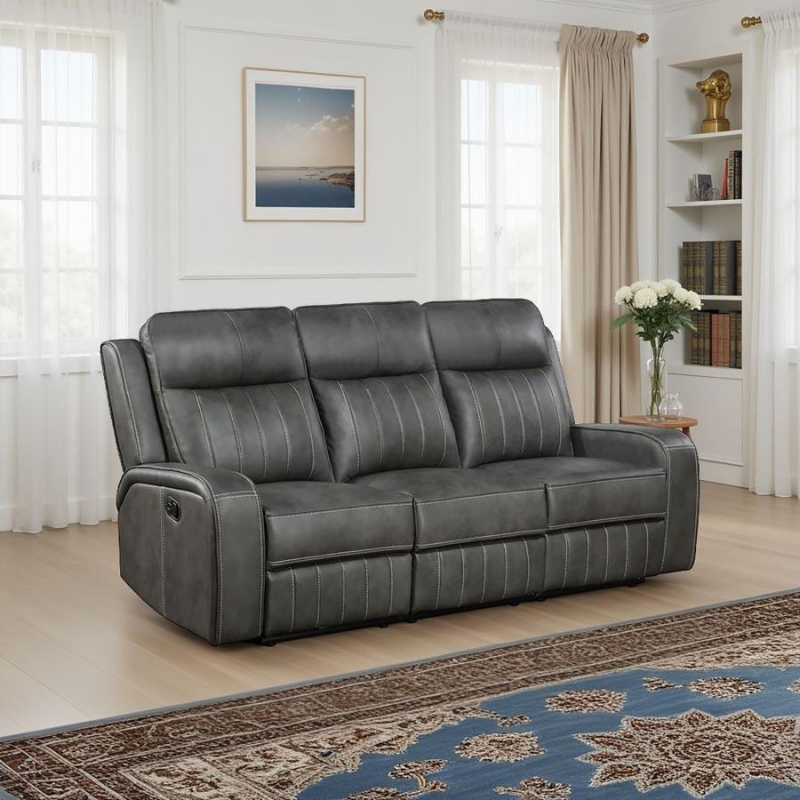 Picture of Leather Reclining Sofa in Grey