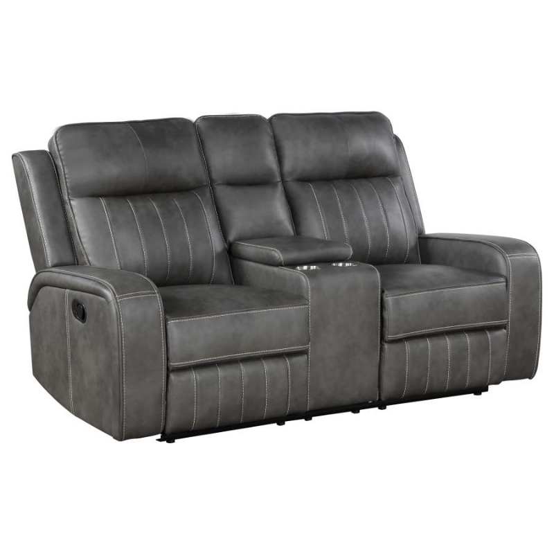 Picture of Leather Reclining Loveseat in Grey