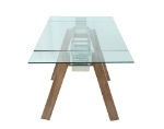 Picture of 63-94.5"W x 29.92"H Modern extendable dining table w/ Glass Top
