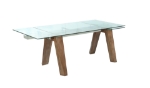 Picture of 63-94.5"W x 29.92"H Modern extendable dining table w/ Glass Top