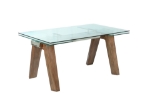 Picture of 63-94.5"W x 29.92"H Modern extendable dining table w/ Glass Top