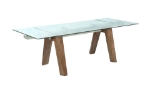 Picture of 63-94.5"W x 29.92"H Modern extendable dining table w/ Glass Top