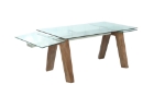 Picture of 63-94.5"W x 29.92"H Modern extendable dining table w/ Glass Top