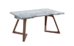 Picture of 63-95"L x 30"H Extendable Dining Table with Glass Top and Walnut Legs
