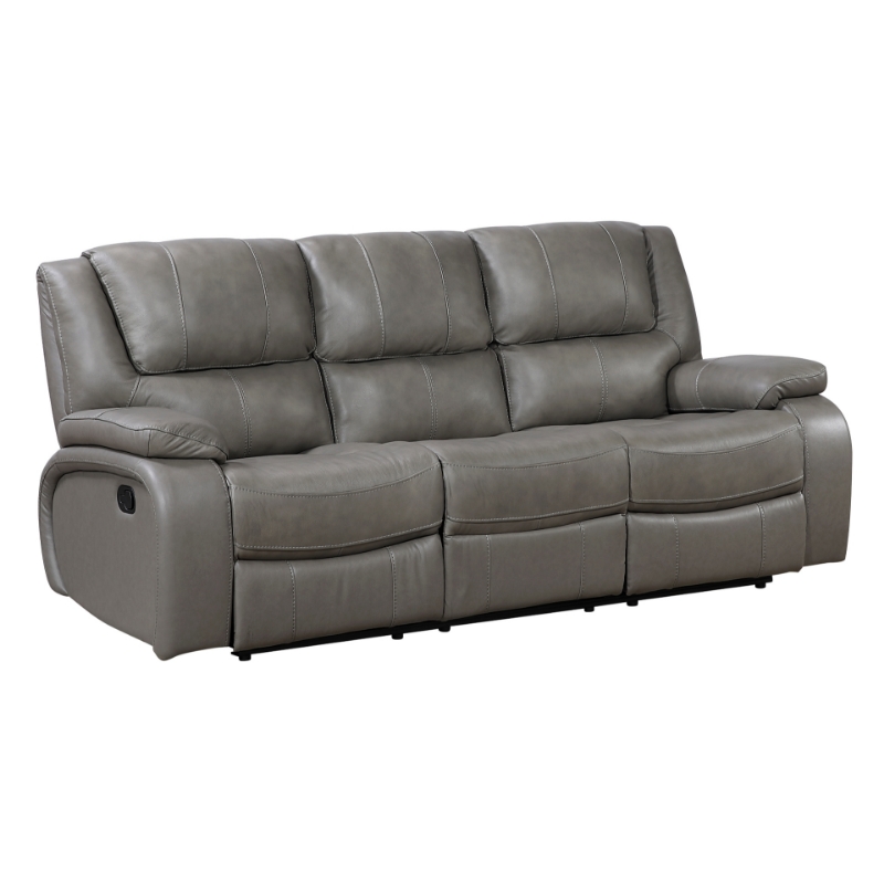 Picture of Genuine Leather Grey Reclining Sofa