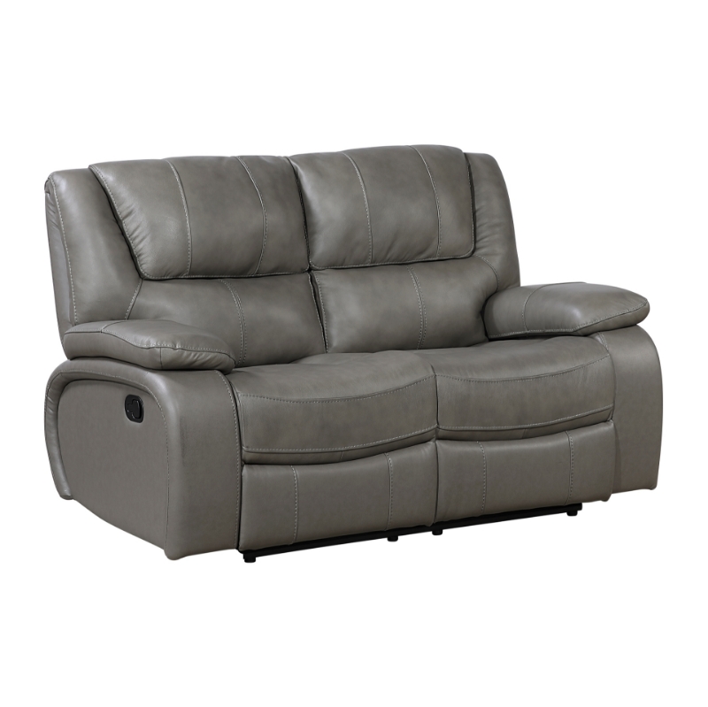 Picture of Genuine Leather Grey Reclining Loveseat