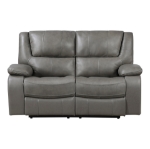Picture of Genuine Leather Grey Reclining Loveseat