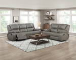 Picture of Genuine Leather Grey Reclining Loveseat