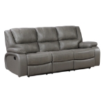 Picture of Genuine Leather Grey Reclining Sofa Loveseat and Glider Recliner