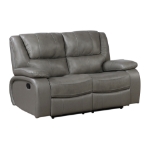 Picture of Genuine Leather Grey Reclining Sofa Loveseat and Glider Recliner