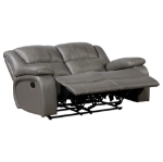 Picture of Genuine Leather Grey Reclining Sofa Loveseat and Glider Recliner