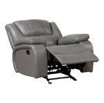 Picture of Genuine Leather Grey Reclining Sofa Loveseat and Glider Recliner