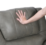 Picture of Genuine Leather Grey Reclining Sofa Loveseat and Glider Recliner