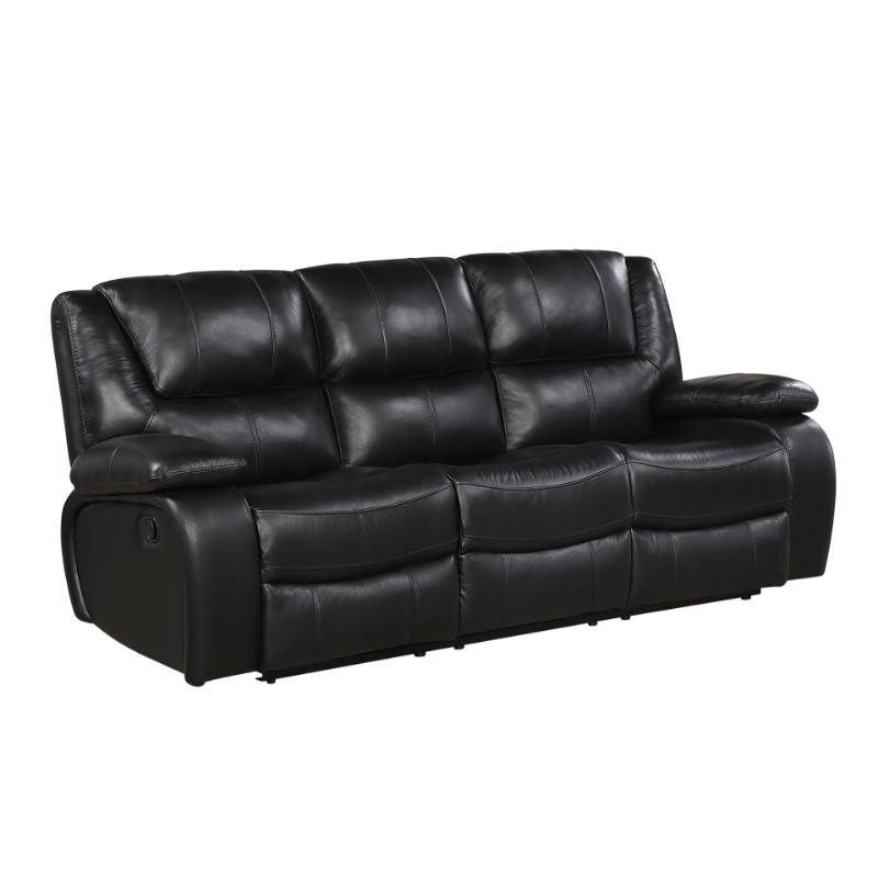 Picture of Genuine Leather Black Reclining Sofa