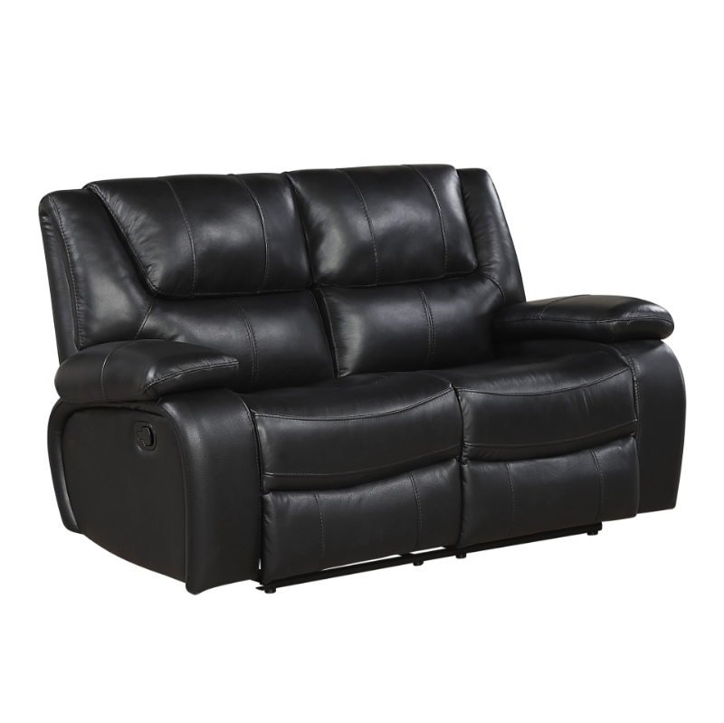 Picture of Genuine Leather Black Reclining Loveseat