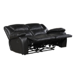 Picture of Genuine Leather Black Reclining Loveseat