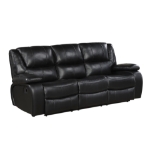 Picture of Genuine Leather Black Reclining Sofa Loveseat and Glider Recliner