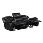 Picture of Genuine Leather Black Reclining Sofa Loveseat and Glider Recliner