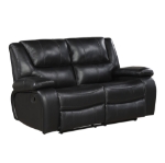Picture of Genuine Leather Black Reclining Sofa Loveseat and Glider Recliner