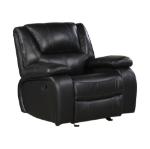 Picture of Genuine Leather Black Reclining Sofa Loveseat and Glider Recliner