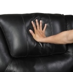 Picture of Genuine Leather Black Reclining Sofa Loveseat and Glider Recliner