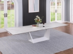 Picture of 87-126" Marbleized White Extendable Dining Table