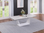 Picture of 87-126" Marbleized White Extendable Dining Table
