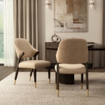 Picture of Wood Upholstered Side Chair in Tan/Taupe/Stone Gray