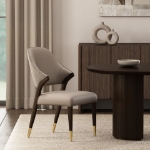 Picture of Wood Upholstered Side Chair in Tan/Taupe/Stone Gray