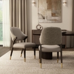 Picture of Wood Upholstered Side Chair in Tan/Taupe/Stone Gray