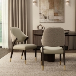 Picture of Wood Upholstered Side Chair in Tan/Taupe/Stone Gray