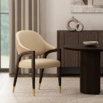 Picture of Wood Upholstered Armchair in Tan/Taupe/Stone Gray