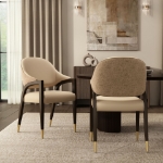 Picture of Wood Upholstered Armchair in Tan/Taupe/Stone Gray