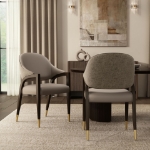 Picture of Wood Upholstered Armchair in Tan/Taupe/Stone Gray