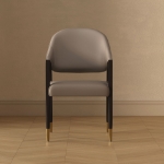 Picture of Wood Upholstered Armchair in Tan/Taupe/Stone Gray