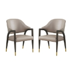 Picture of Wood Upholstered Armchair in Tan/Taupe/Stone Gray