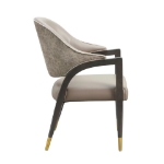 Picture of Wood Upholstered Armchair in Tan/Taupe/Stone Gray